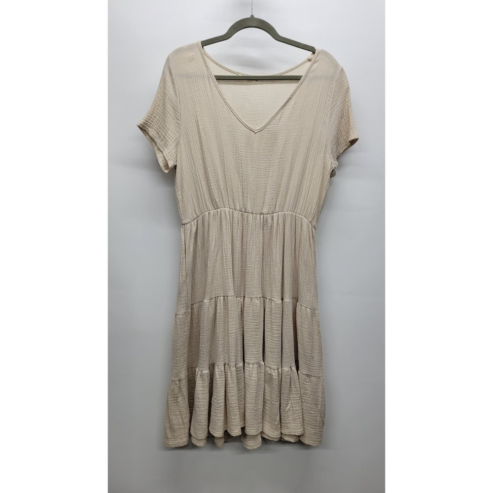 SHORT SLEEVE SMOCKED TIERED MINI DRESS